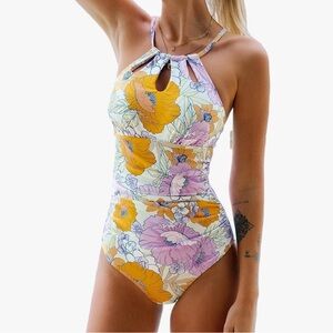 NWT Cupshe High Neck Crisscross Tie-Back Swimsuit Large